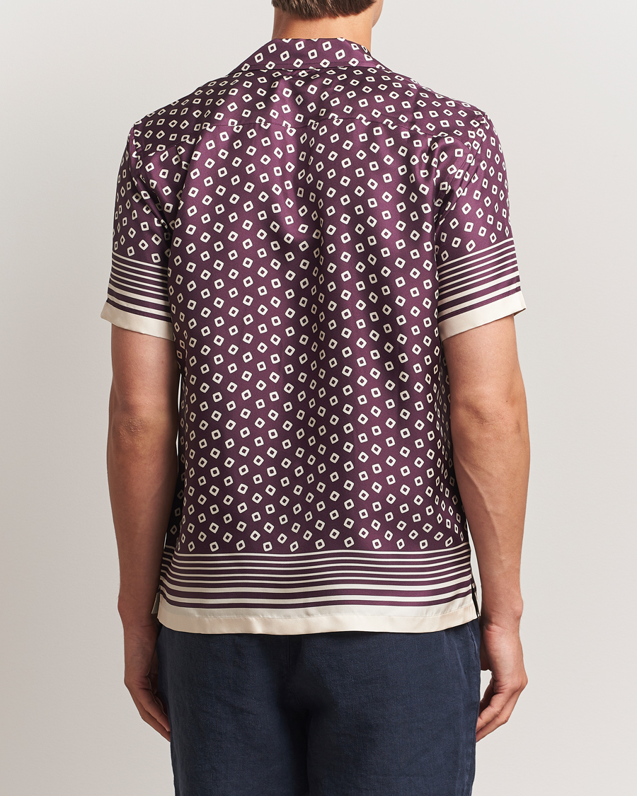 Herr | Skjortor | Orlebar Brown | Maitan Silk Lumina Short Sleeve Shirt Damson/Latte