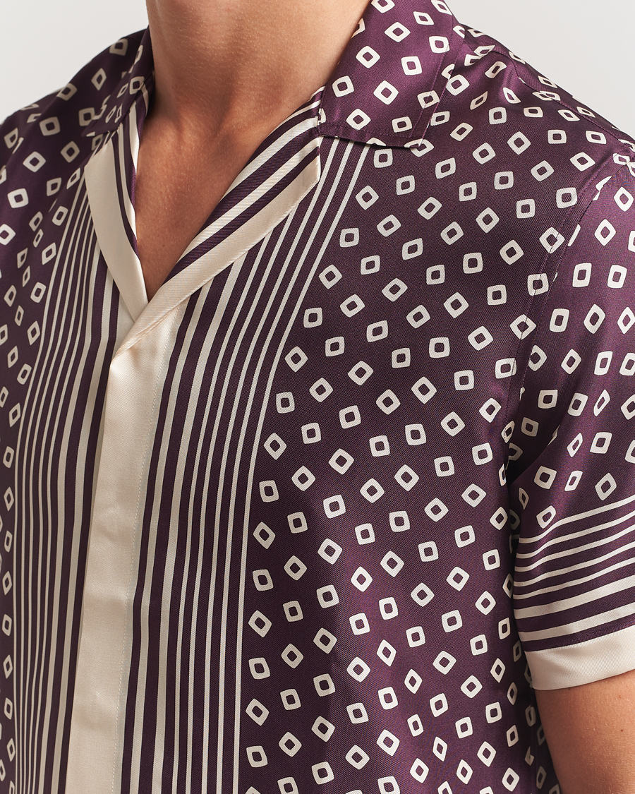 Herr | Skjortor | Orlebar Brown | Maitan Silk Lumina Short Sleeve Shirt Damson/Latte