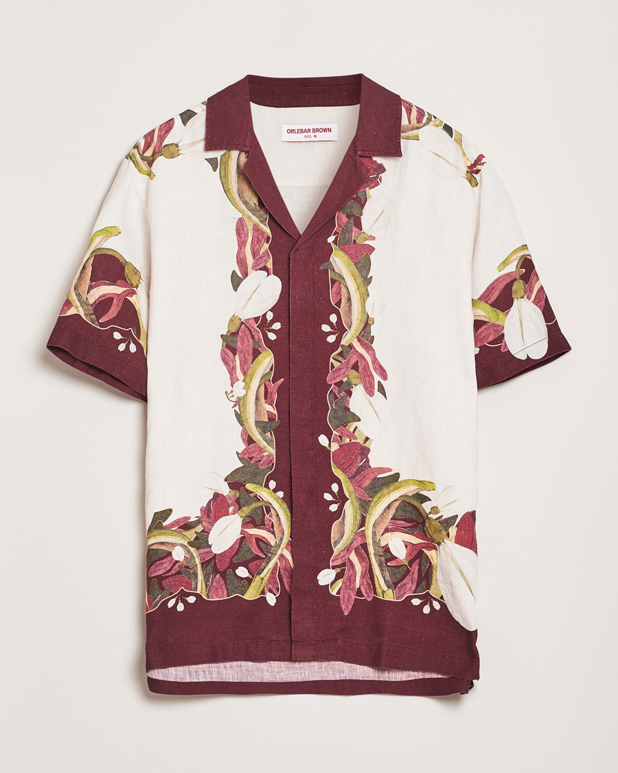 Herr | Skjortor | Orlebar Brown | Maitan Orchis Short Sleeve Linen Shirt Damson