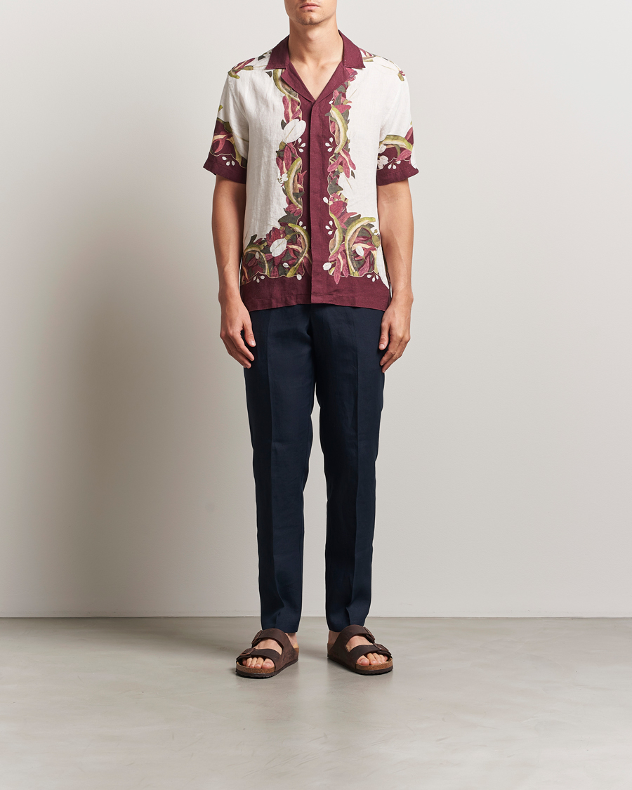 Herr | Skjortor | Orlebar Brown | Maitan Orchis Short Sleeve Linen Shirt Damson