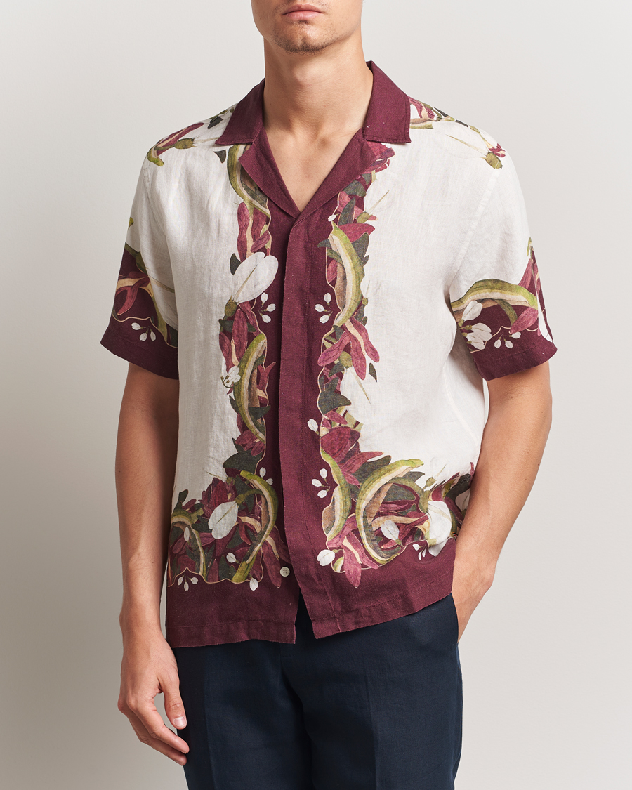 Herr | Skjortor | Orlebar Brown | Maitan Orchis Short Sleeve Linen Shirt Damson