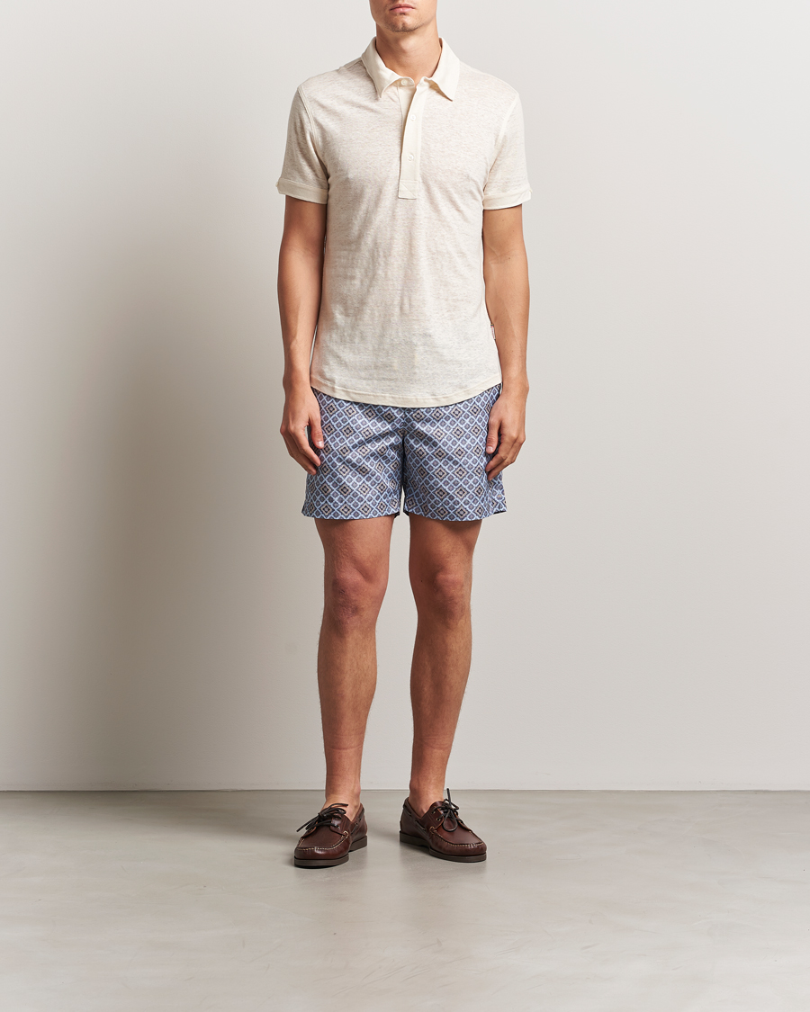 Herr | Badbyxor | Orlebar Brown | Bulldog Drawcord Paisley Swimshorts Wave Blue
