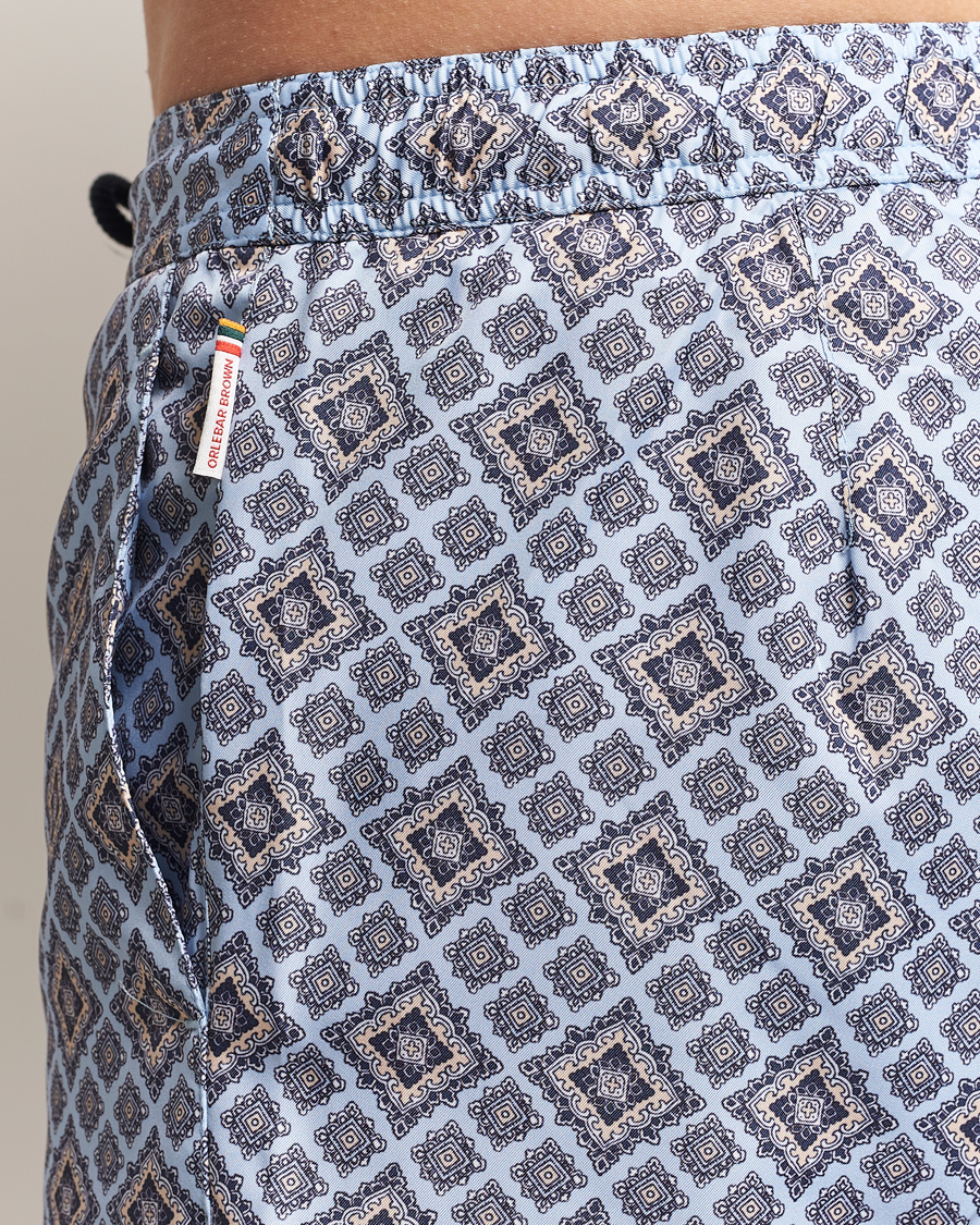 Herr | Badbyxor | Orlebar Brown | Bulldog Drawcord Paisley Swimshorts Wave Blue