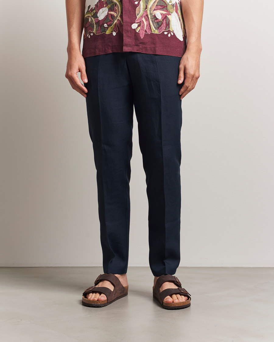Herr | Byxor | Orlebar Brown | Griffon Italian Linen Trousers Night Iris