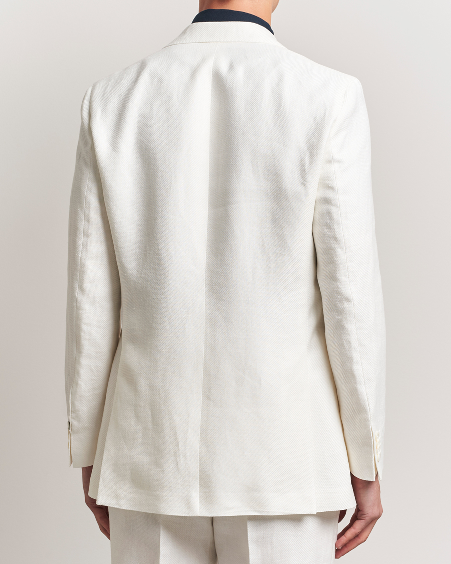 Herr | Kavajer | Oscar Jacobson | Faldo Diagonal Linen/Tencel Tuxedo White