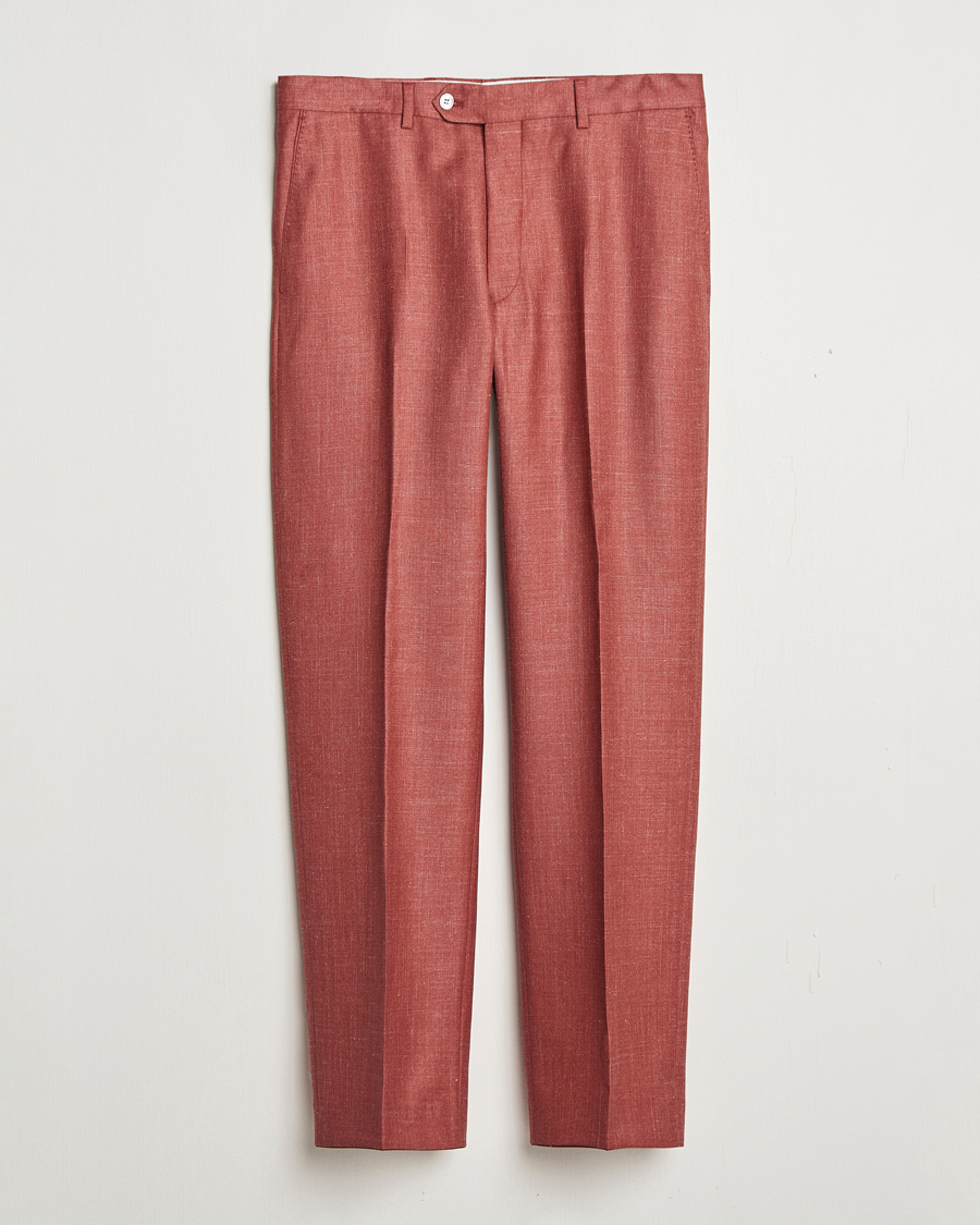 Herr | Byxor | Oscar Jacobson | Del S Wool/Silk/Linen Trousers Red