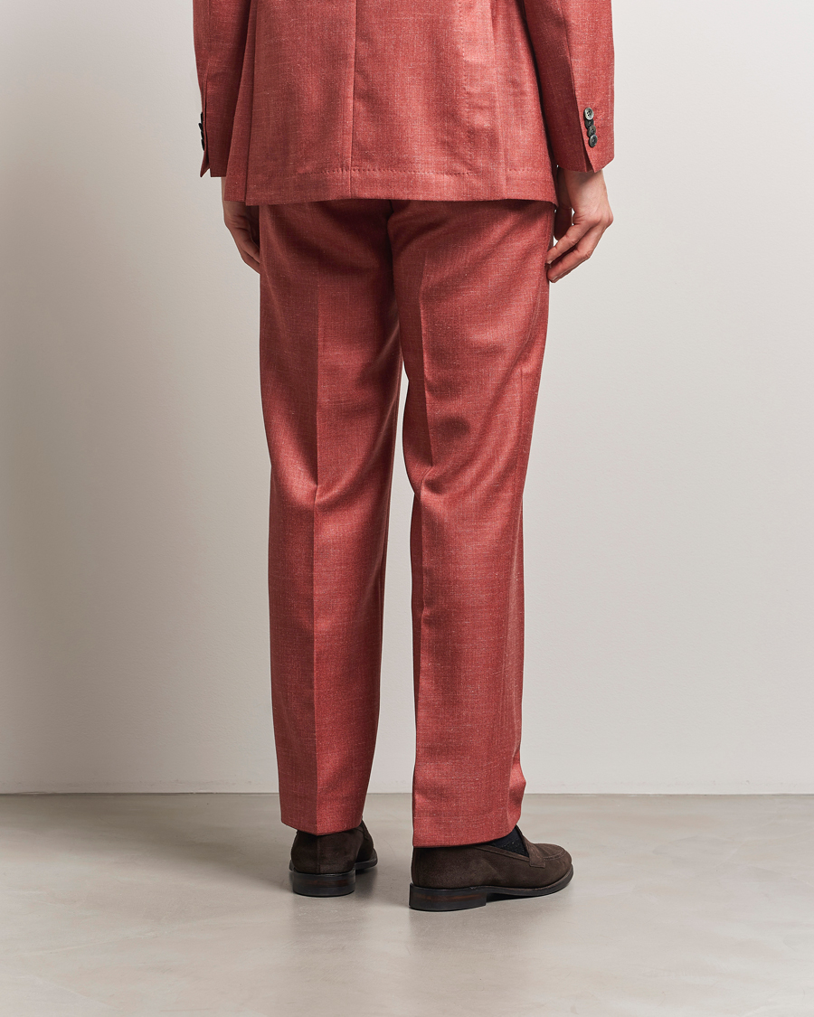 Herr | Byxor | Oscar Jacobson | Del S Wool/Silk/Linen Trousers Red