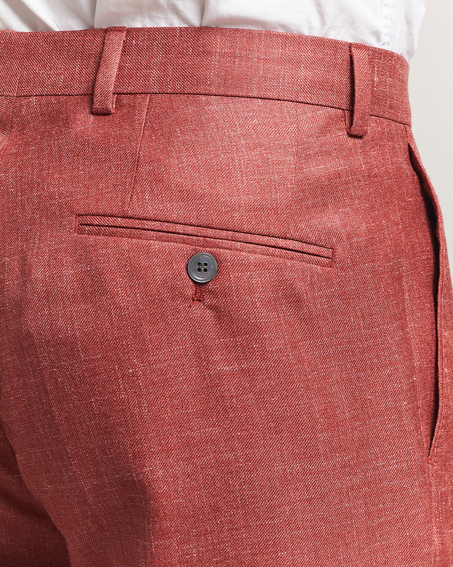 Herr | Byxor | Oscar Jacobson | Del S Wool/Silk/Linen Trousers Red