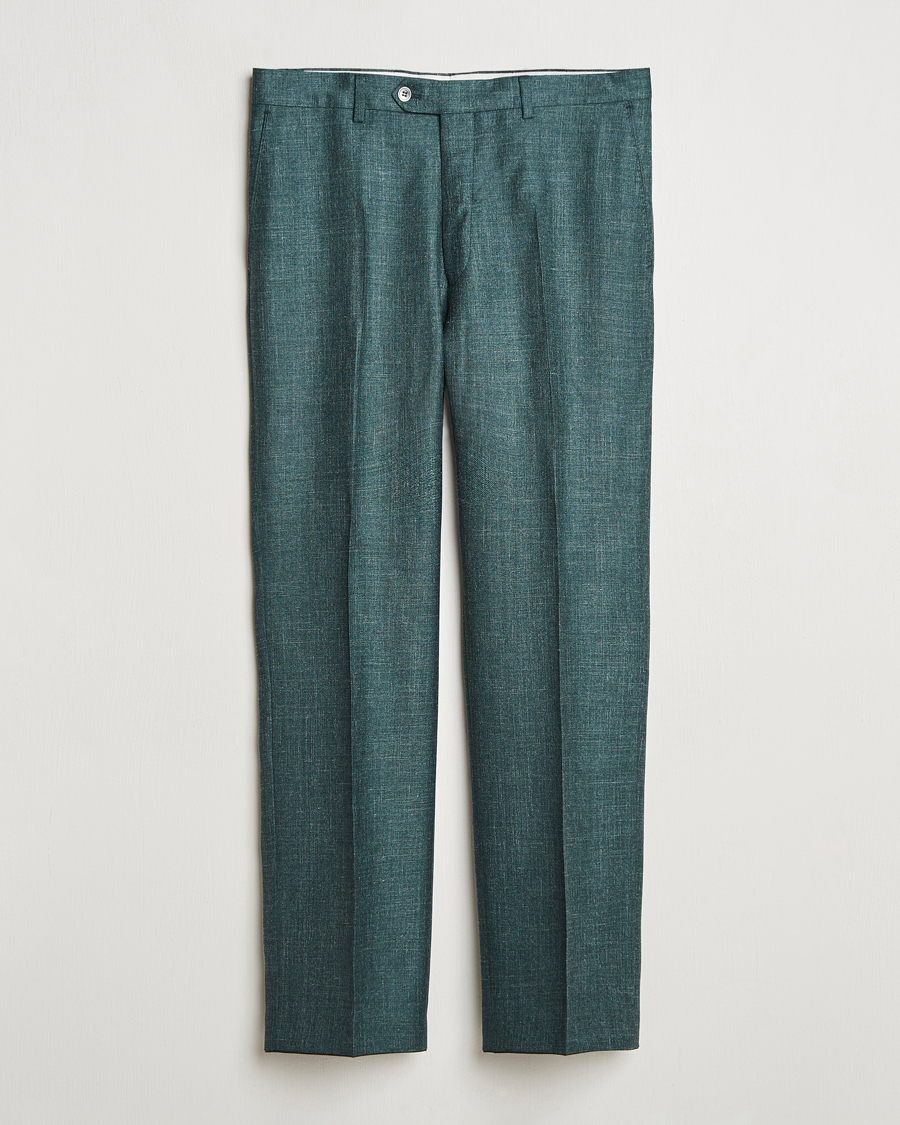 Herr | Byxor | Oscar Jacobson | Del S Wool/Silk/Linen Trousers Green