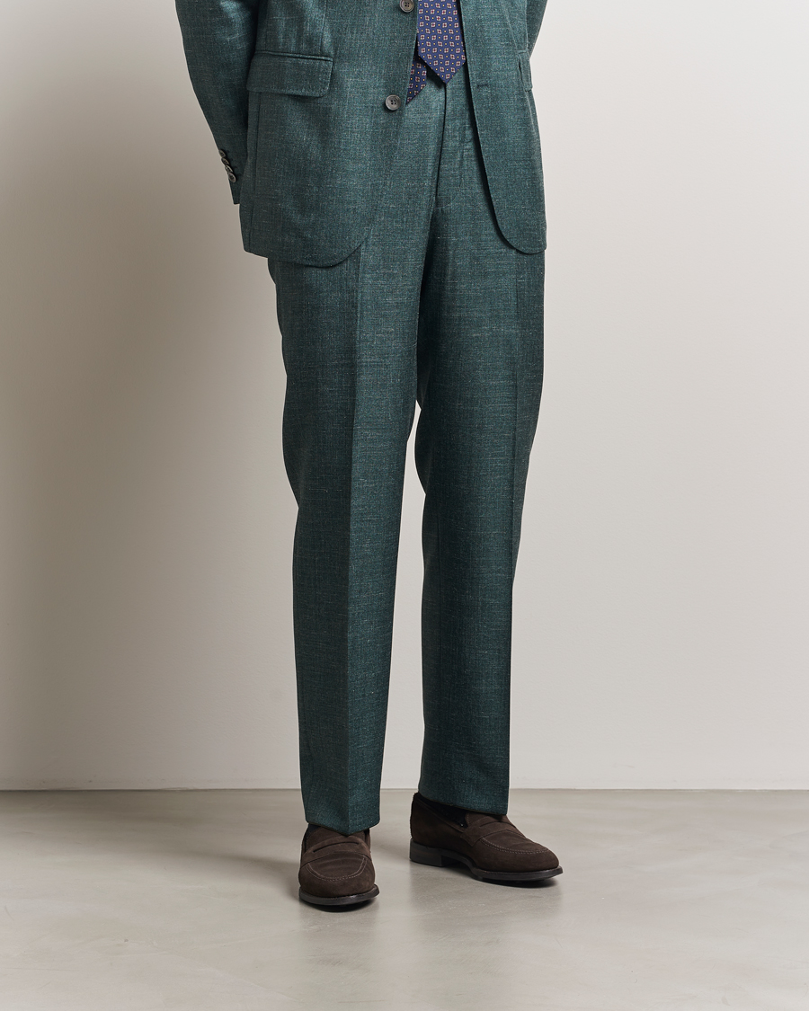 Herr | Byxor | Oscar Jacobson | Del S Wool/Silk/Linen Trousers Green