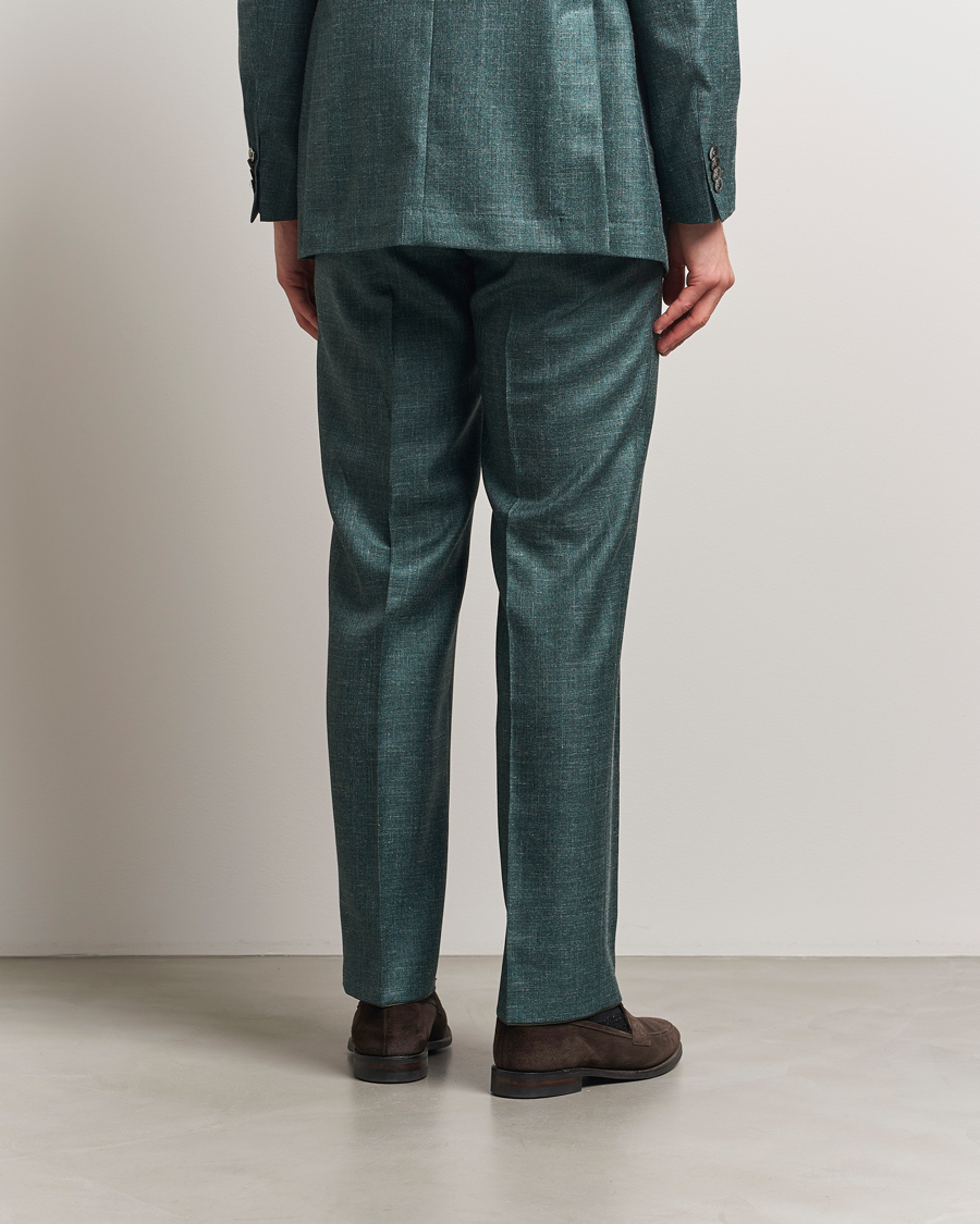 Herr | Byxor | Oscar Jacobson | Del S Wool/Silk/Linen Trousers Green