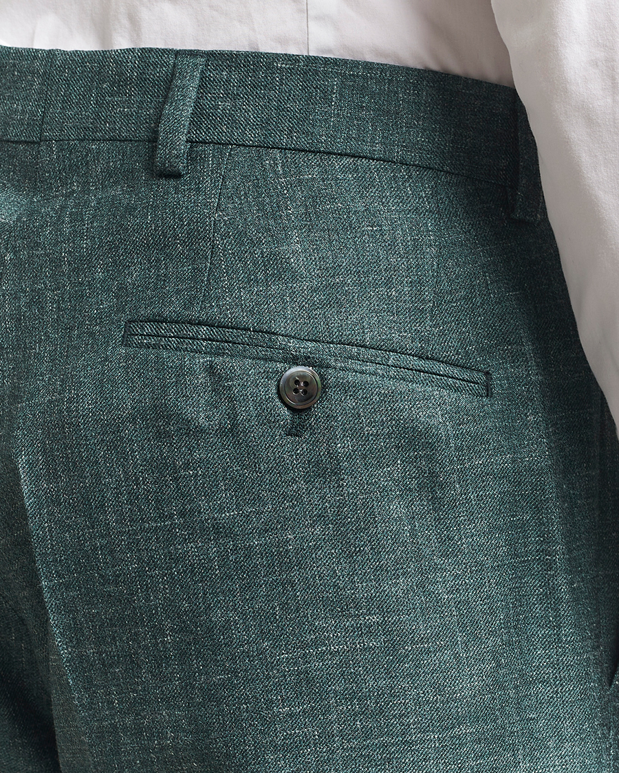 Herr | Byxor | Oscar Jacobson | Del S Wool/Silk/Linen Trousers Green
