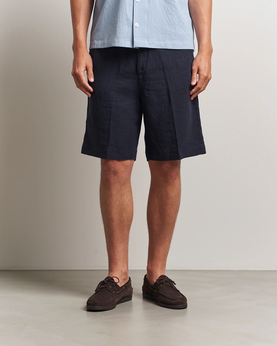 Herr | Shorts | Oscar Jacobson | James Casual Linen Shorts Navy