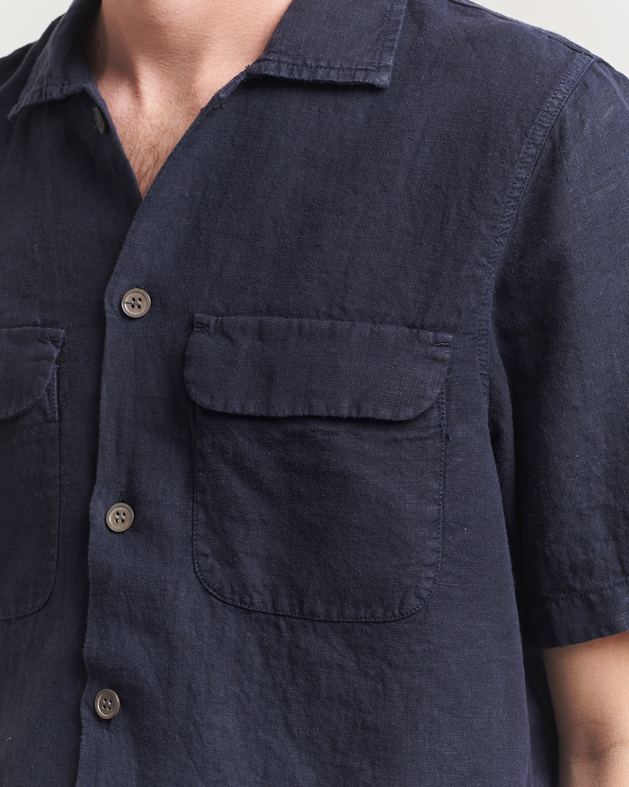 Herr | Skjortor | Oscar Jacobson | Reg Fit City Linen Shirt Navy