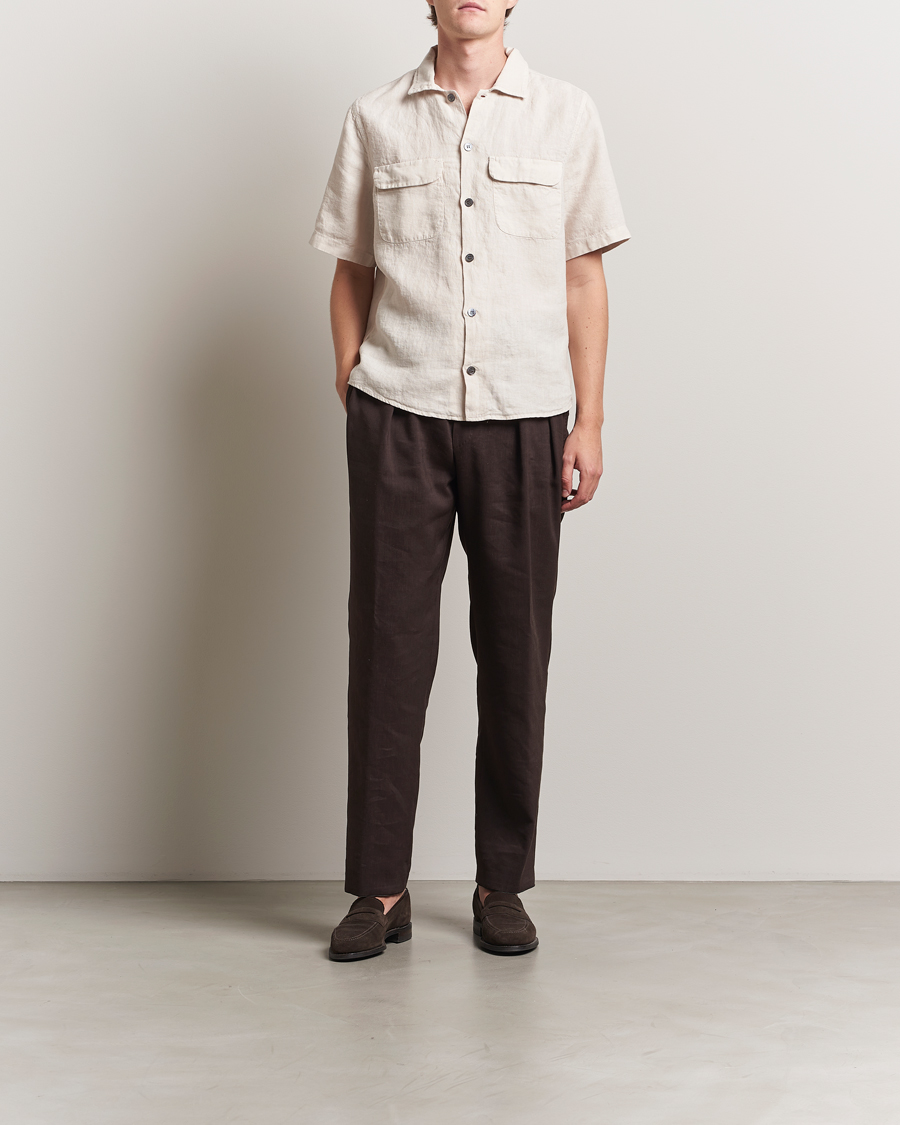 Herr | Skjortor | Oscar Jacobson | Reg Fit City Linen Shirt Cream
