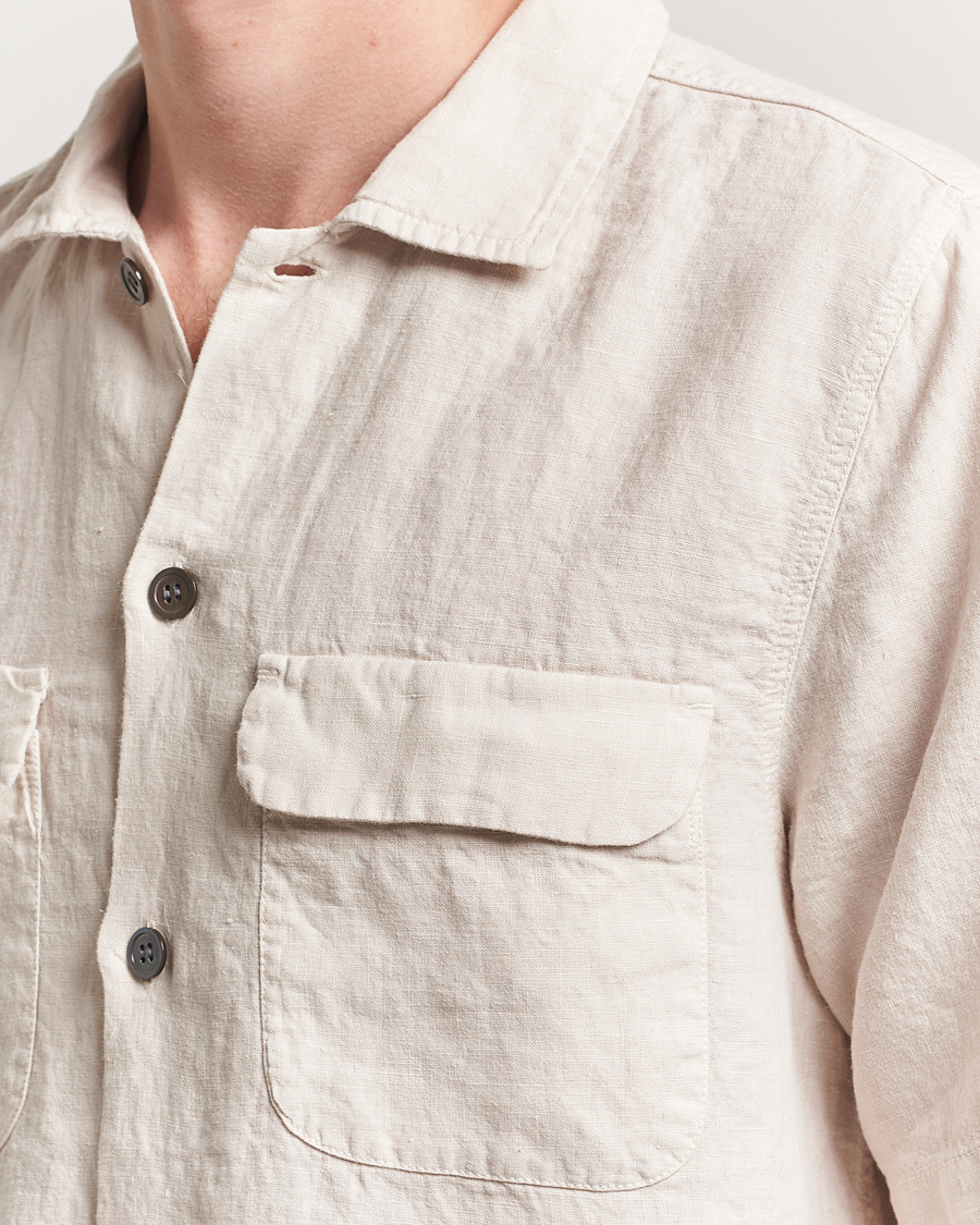 Herr | Skjortor | Oscar Jacobson | Reg Fit City Linen Shirt Cream