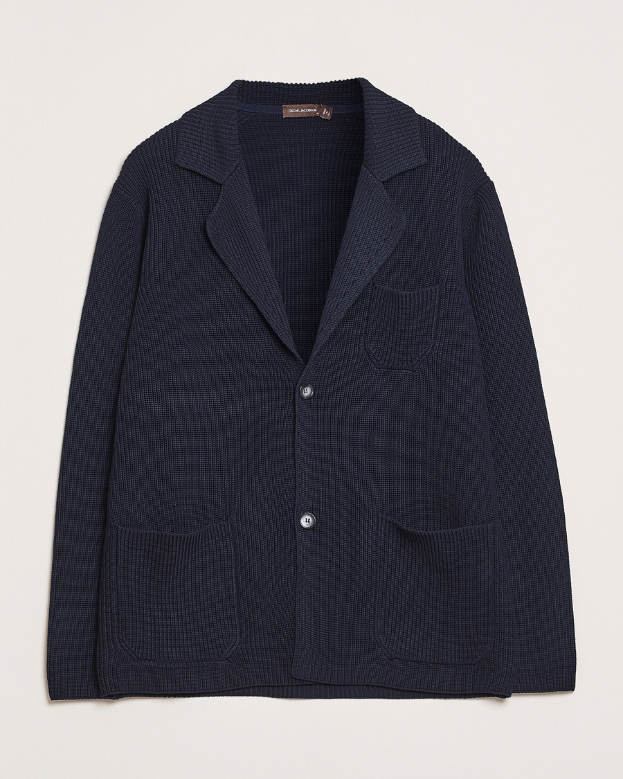 Herr | Tröjor | Oscar Jacobson | Camron Cotton Cardigan Navy