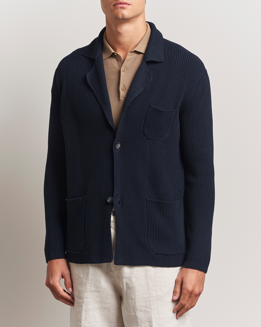 Herr | Tröjor | Oscar Jacobson | Camron Cotton Cardigan Navy
