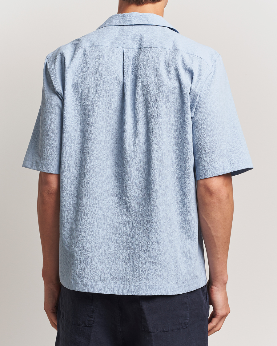 Herr | Skjortor | Oscar Jacobson | Reg Fit Cuba Seersucker Shirt Light Blue