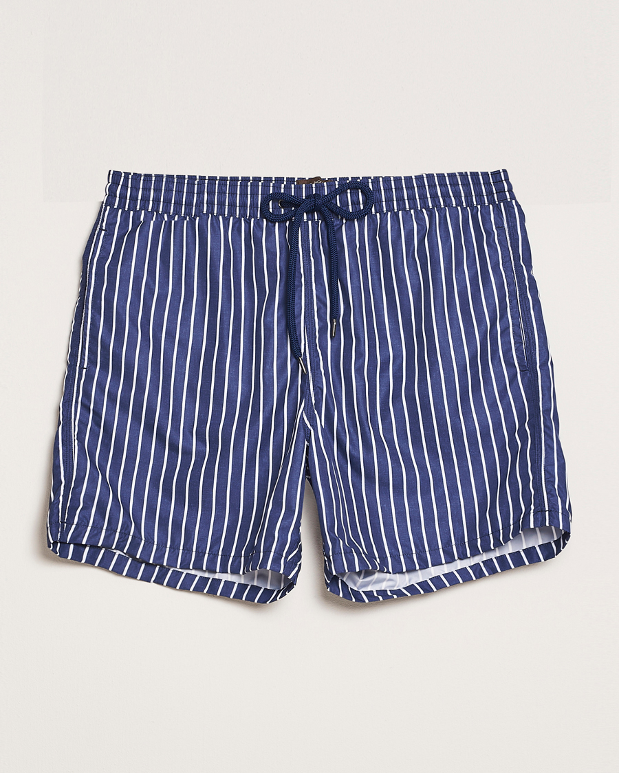 Herr | Badbyxor | Oscar Jacobson | Striped Swimshorts Navy