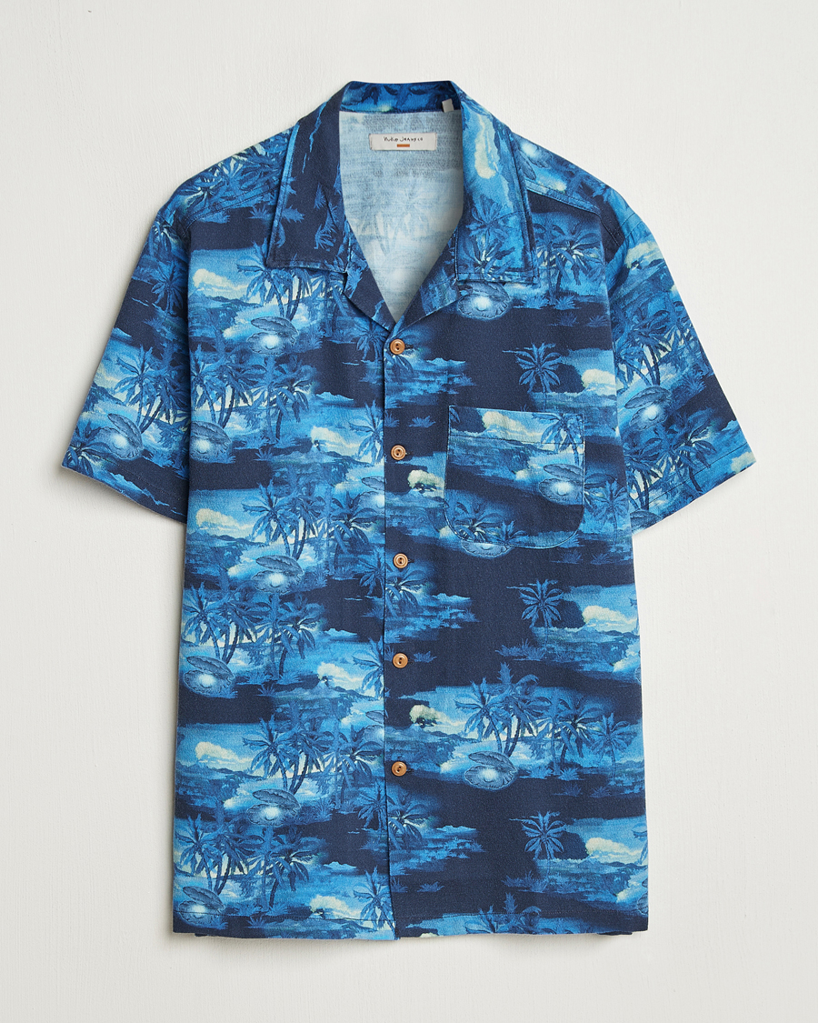 Herr | Skjortor | Nudie Jeans | Arvid Pearls Hawaii Shirt Blueberry