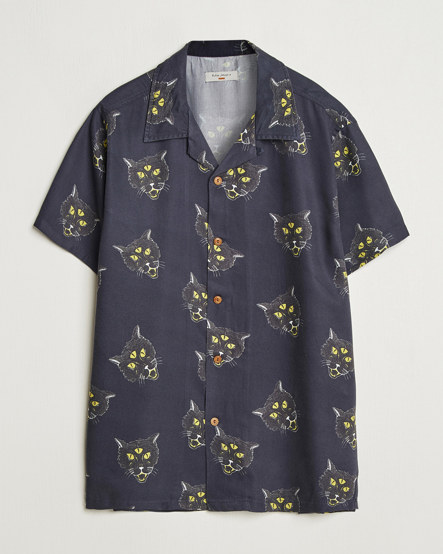 Herr | Skjortor | Nudie Jeans | Arvid The Cat Hawaii Shirt Antracite