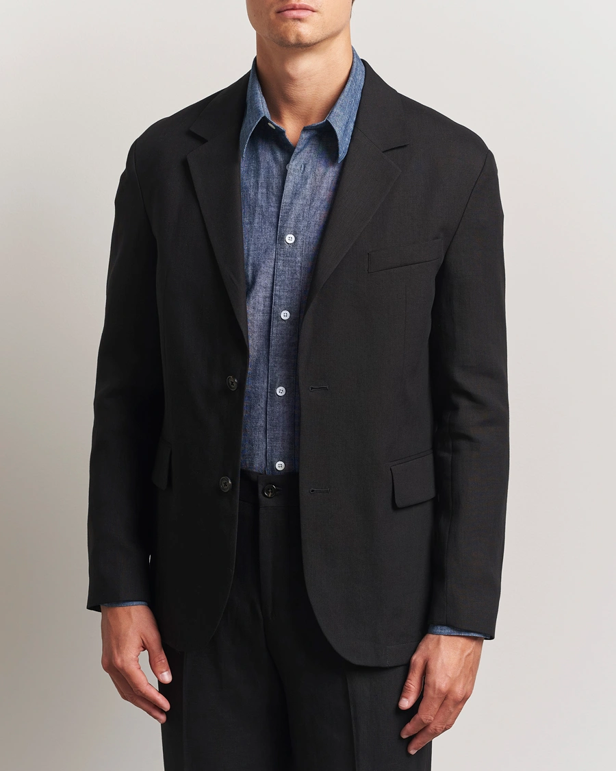 Herr | Kavajer | J.Lindeberg | Alban Unlined Super Linen Blazer Black