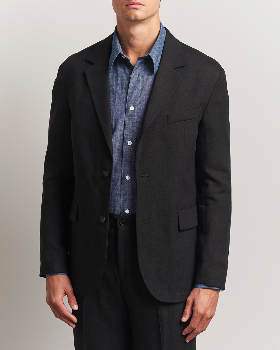 Herr | Kavajer | J.Lindeberg | Alban Unlined Super Linen Blazer Black