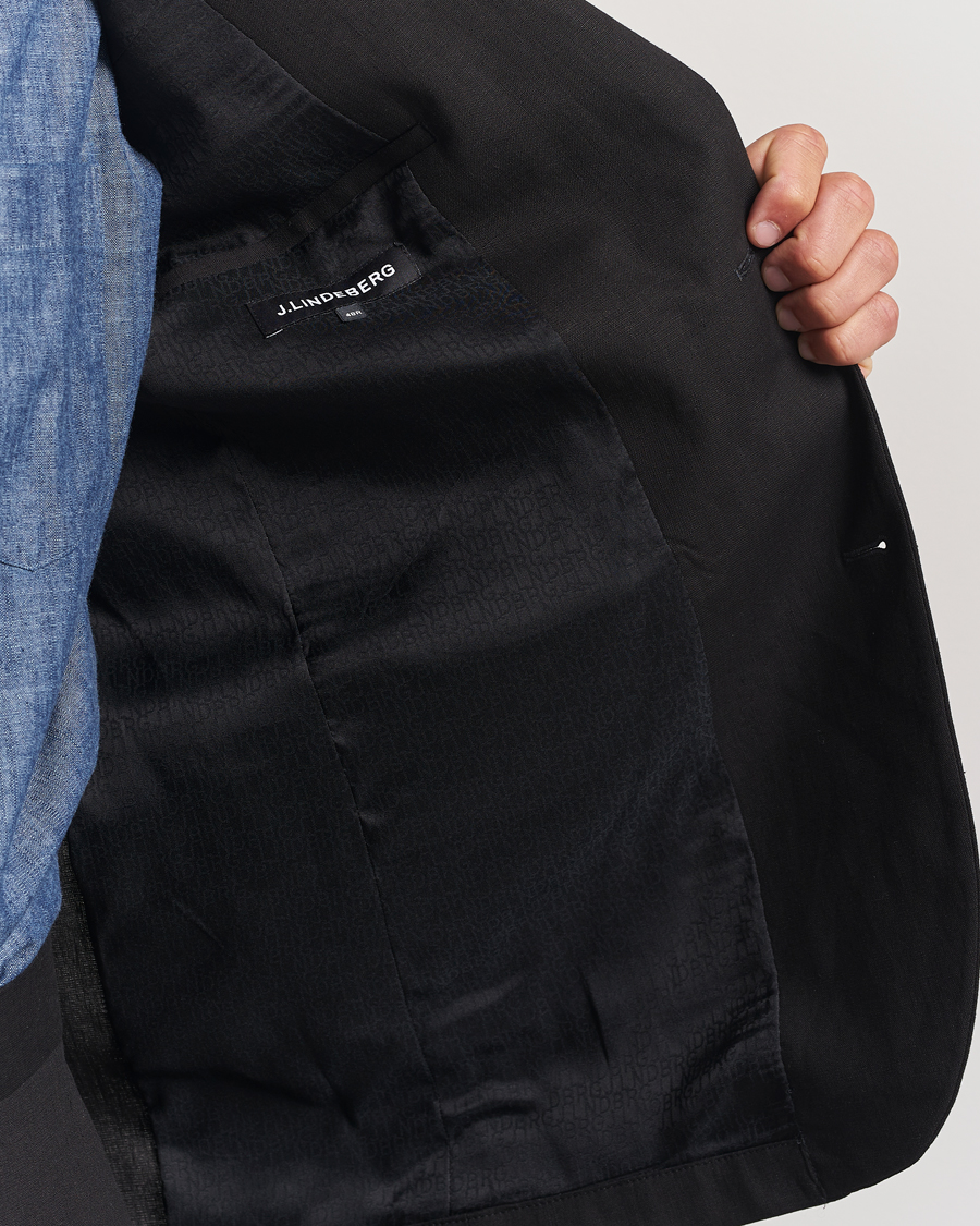 Herr | Kavajer | J.Lindeberg | Alban Unlined Super Linen Blazer Black