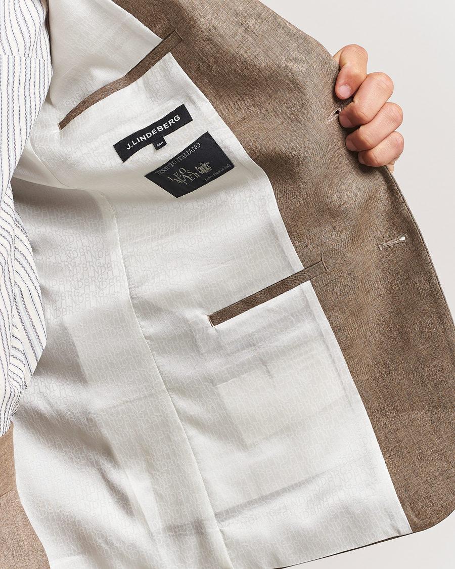 Herr | Kavajer | J.Lindeberg | Elton Unlined Super Linen Blazer Nutmeg
