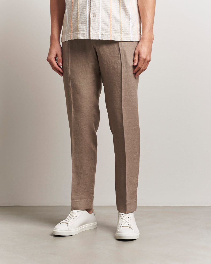 Herr | Byxor | J.Lindeberg | Soren Drape Linen Pants Nutmeg
