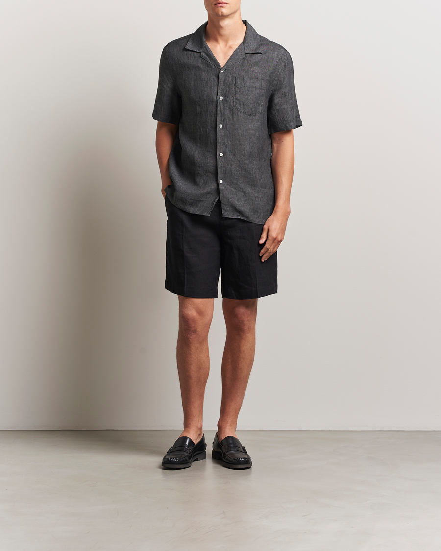 Herr | Shorts | J.Lindeberg | Brady Drape Linen Shorts Black