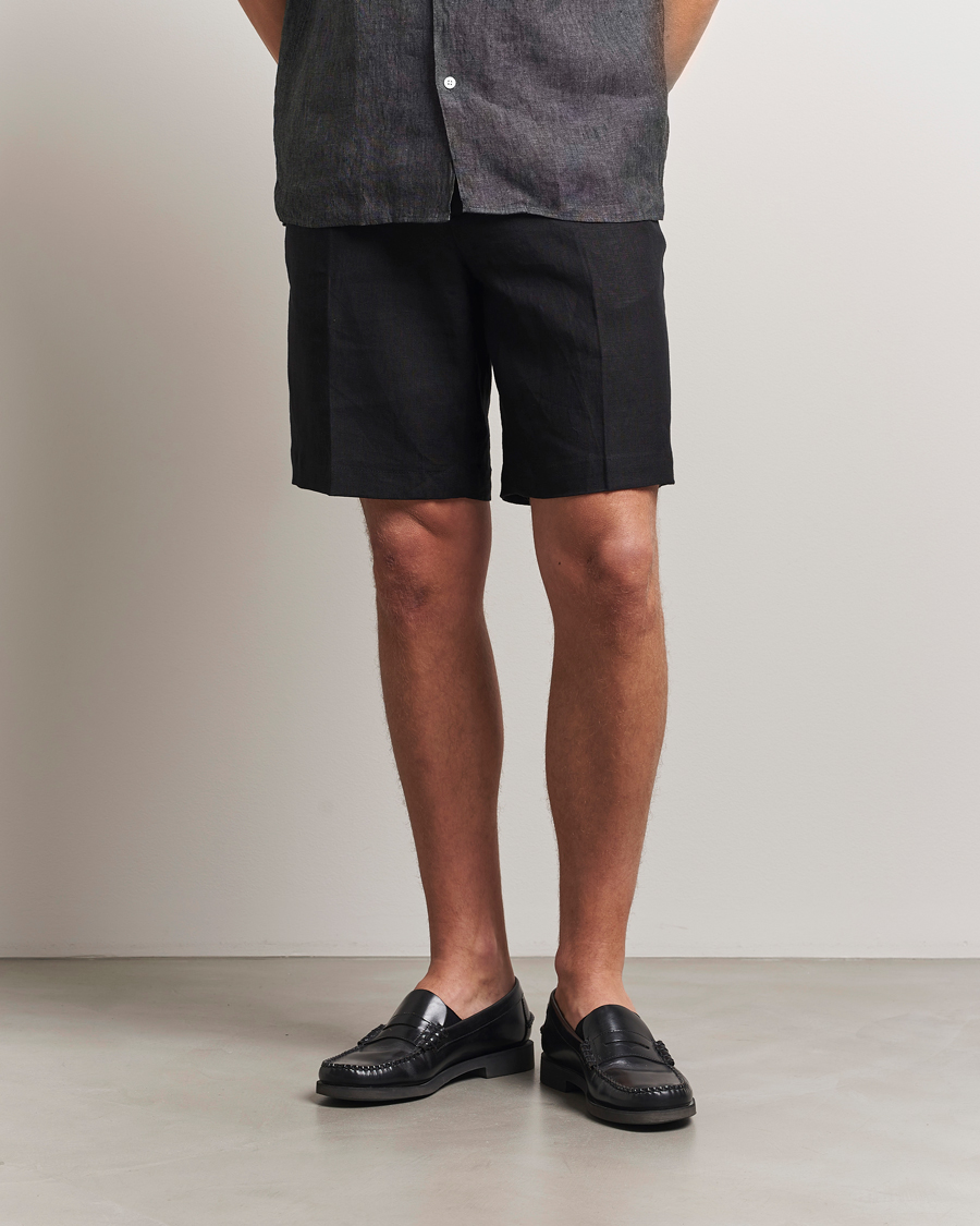 Herr | Shorts | J.Lindeberg | Brady Drape Linen Shorts Black