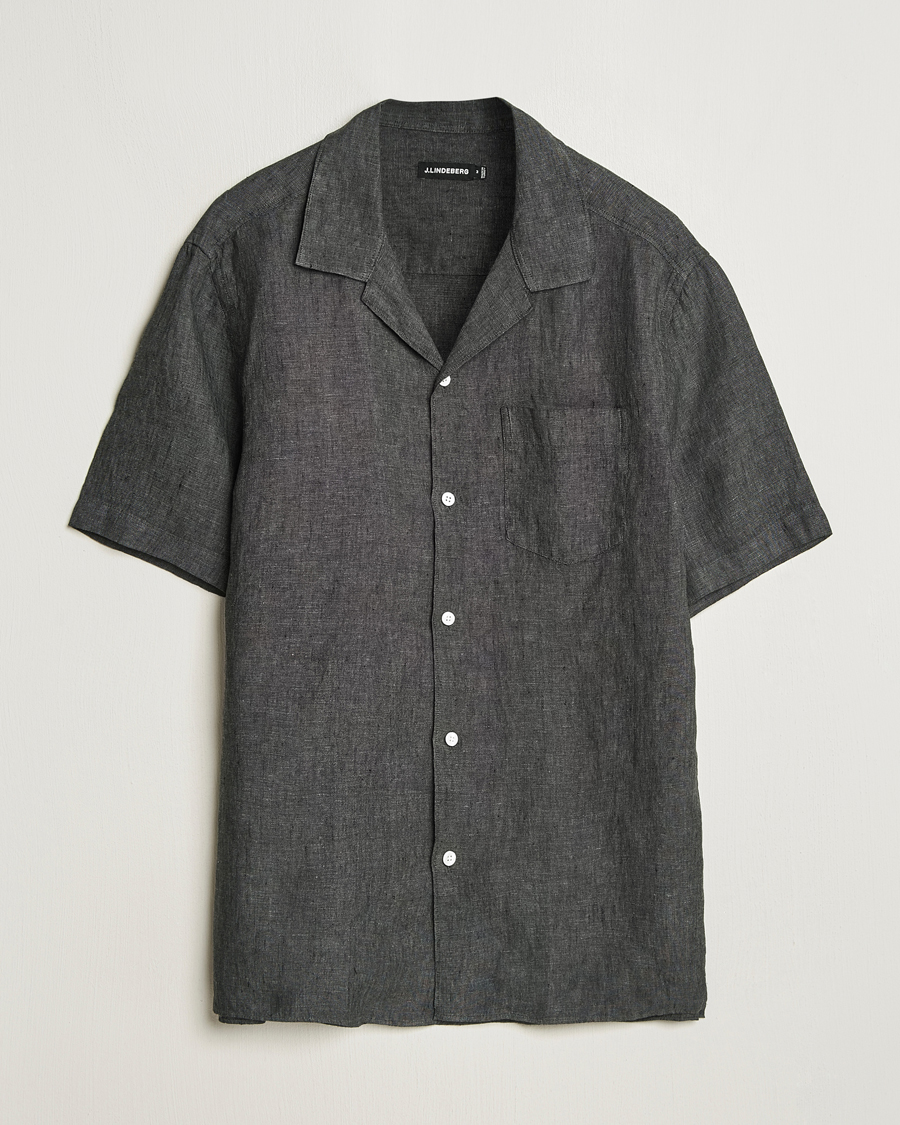 Herr | Skjortor | J.Lindeberg | Elio Linen Melange Shirt Black