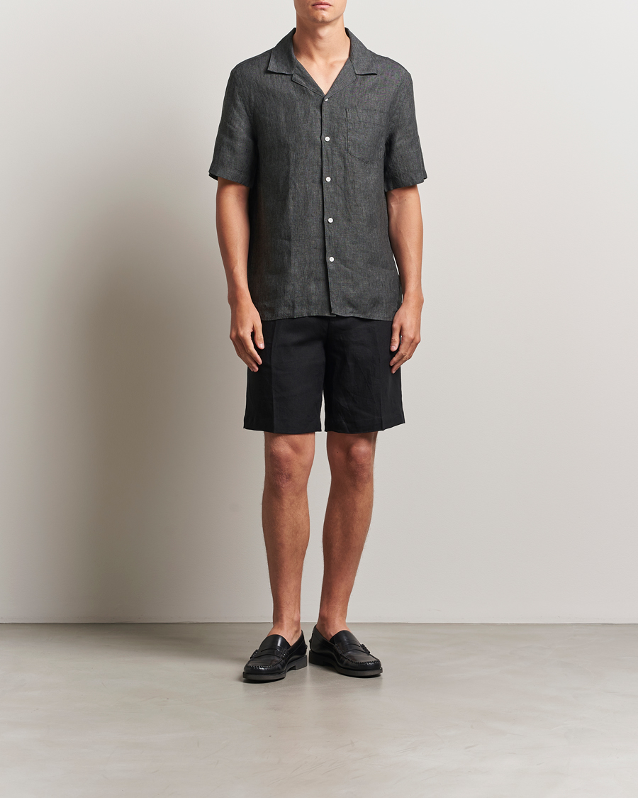 Herr | Skjortor | J.Lindeberg | Elio Linen Melange Shirt Black