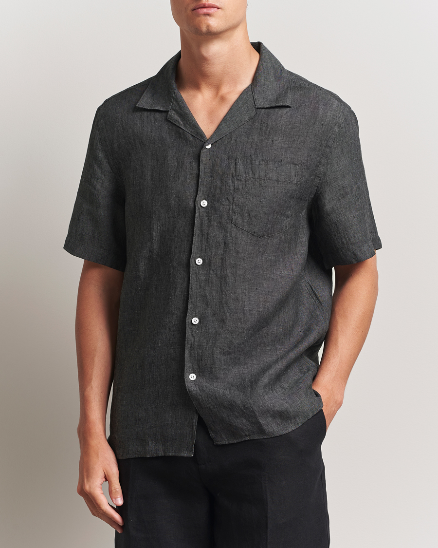 Herr | Skjortor | J.Lindeberg | Elio Linen Melange Shirt Black