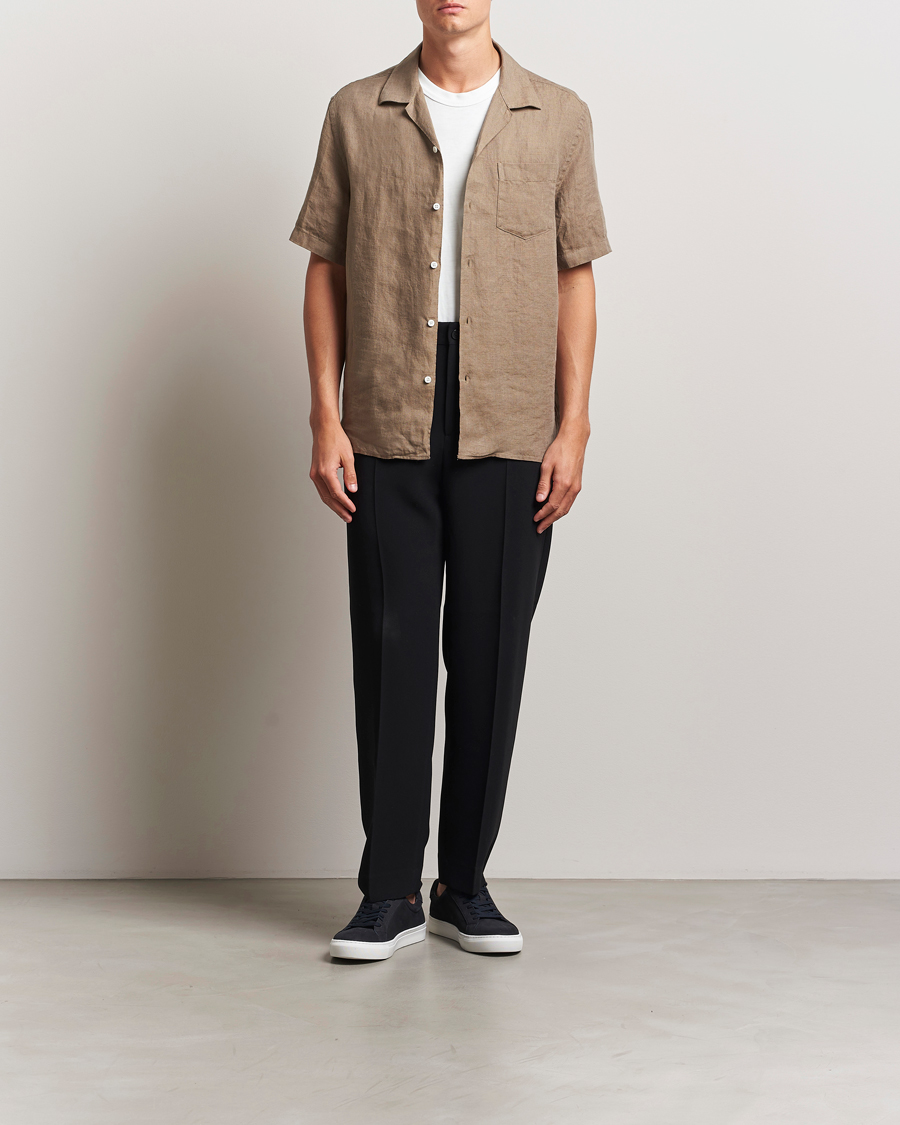Herr | Skjortor | J.Lindeberg | Elio Linen Melange Shirt Nutmeg