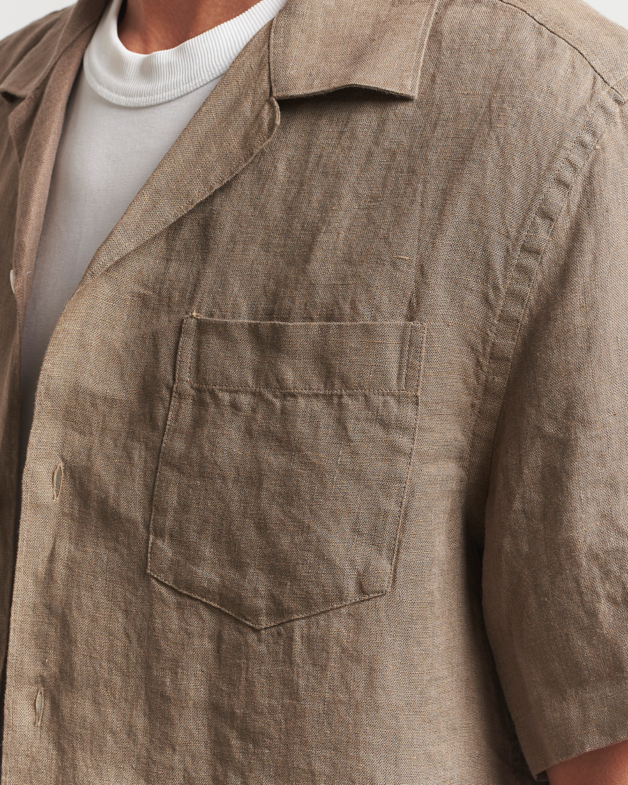 Herr | Skjortor | J.Lindeberg | Elio Linen Melange Shirt Nutmeg