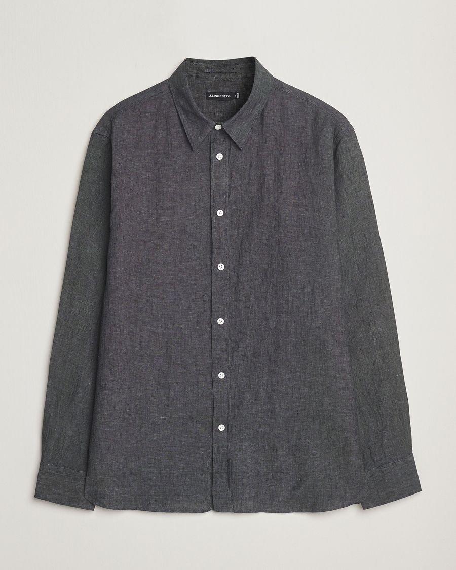 Herr | Skjortor | J.Lindeberg | Linen Melange Shirt Black