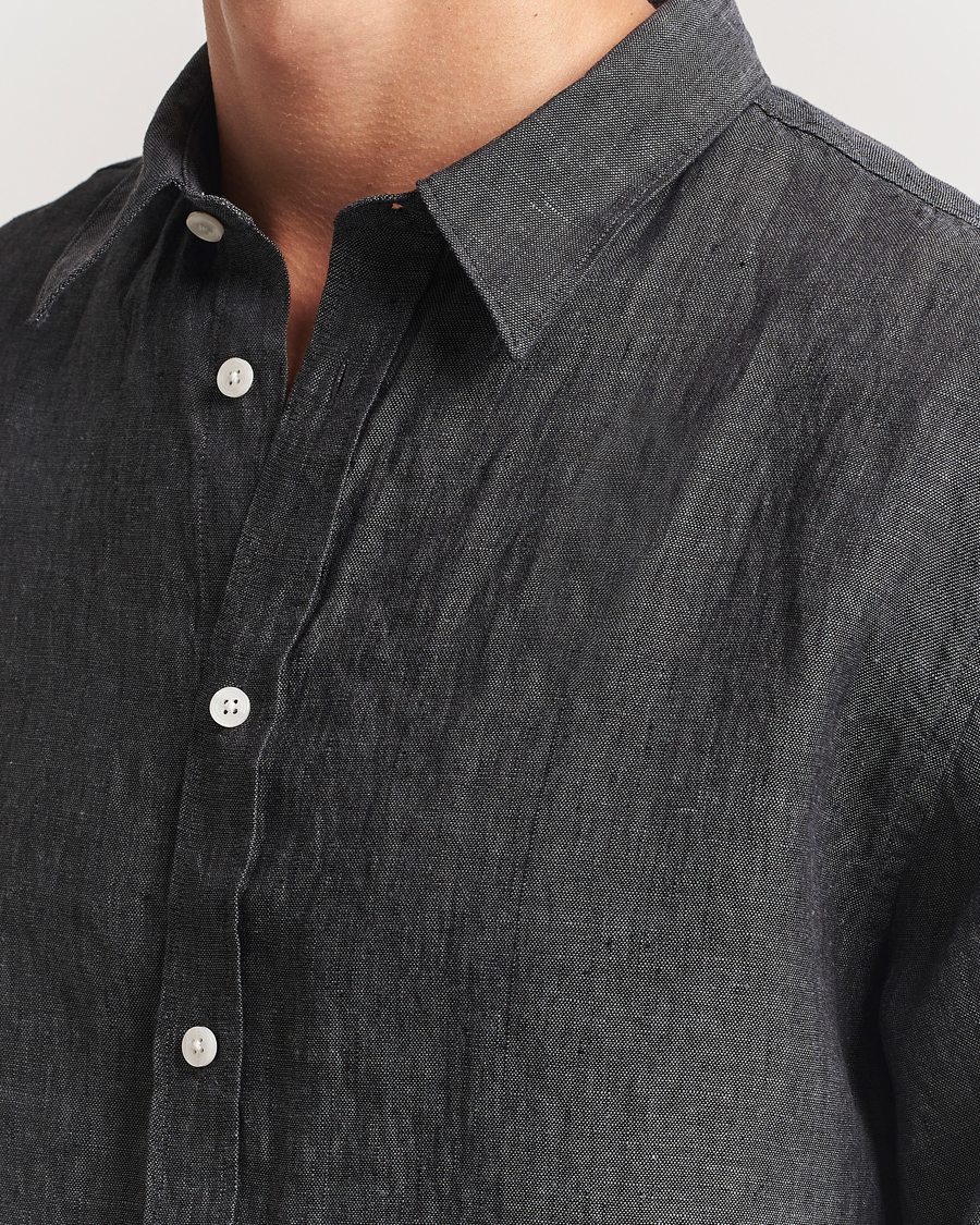 Herr | Skjortor | J.Lindeberg | Linen Melange Shirt Black