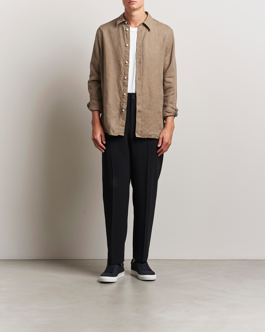 Herr | Skjortor | J.Lindeberg | Linen Melange Shirt Nutmeg