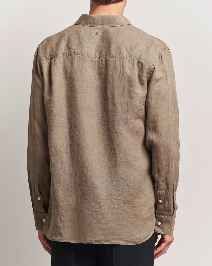 Herr | Skjortor | J.Lindeberg | Linen Melange Shirt Nutmeg