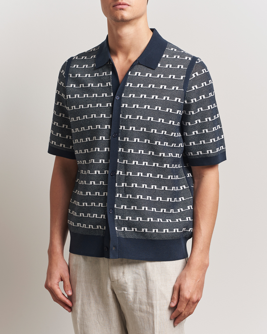 Herr | Skjortor | J.Lindeberg | Rolando Logo Jacquard Polo Navy