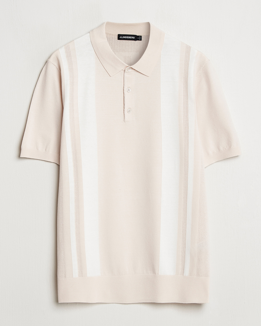 Herr | Pikéer | J.Lindeberg | Reymond Stripe Knit Polo Moonbeam