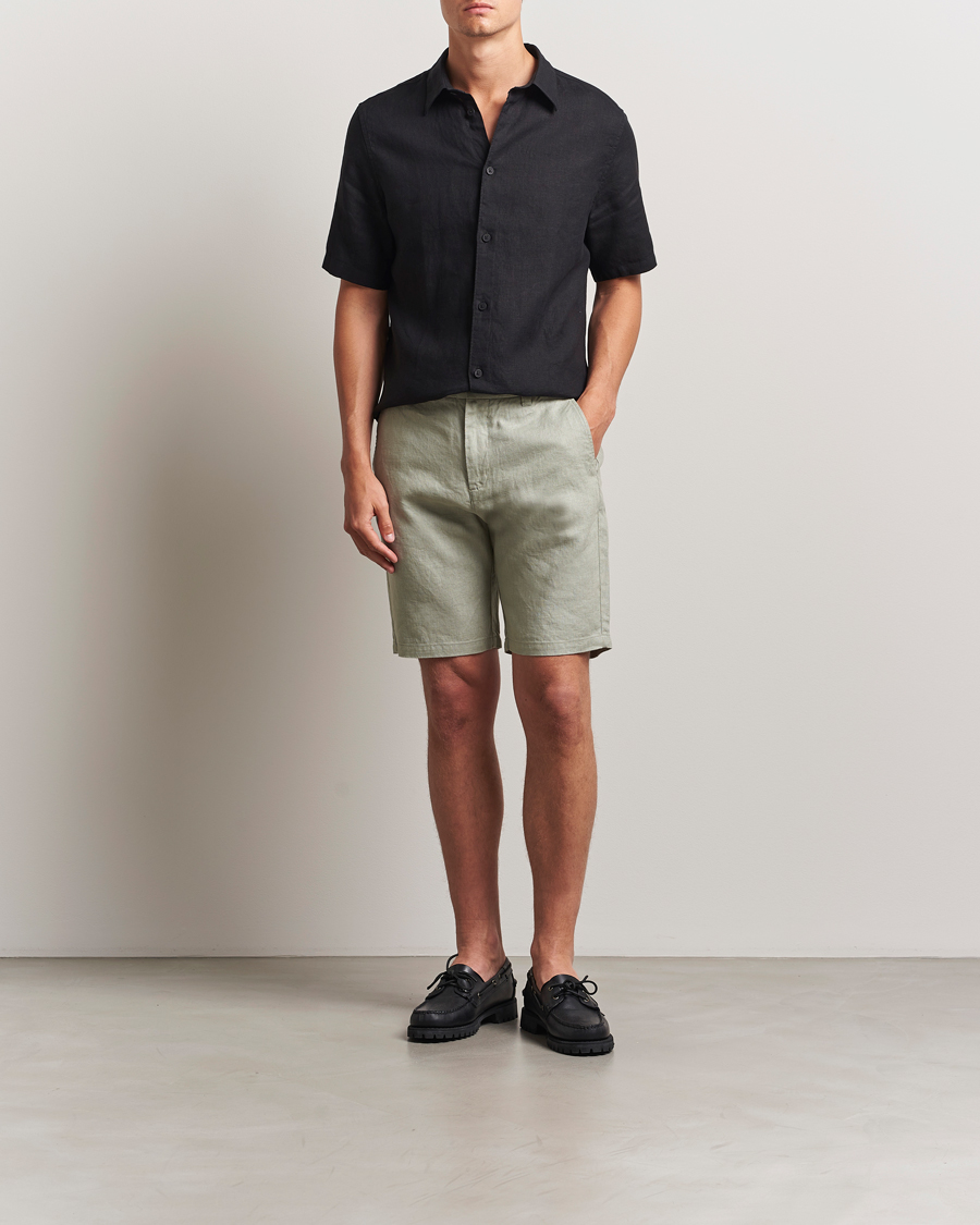 Herr | Shorts | NN07 | Crown Linen Shorts Sage Green