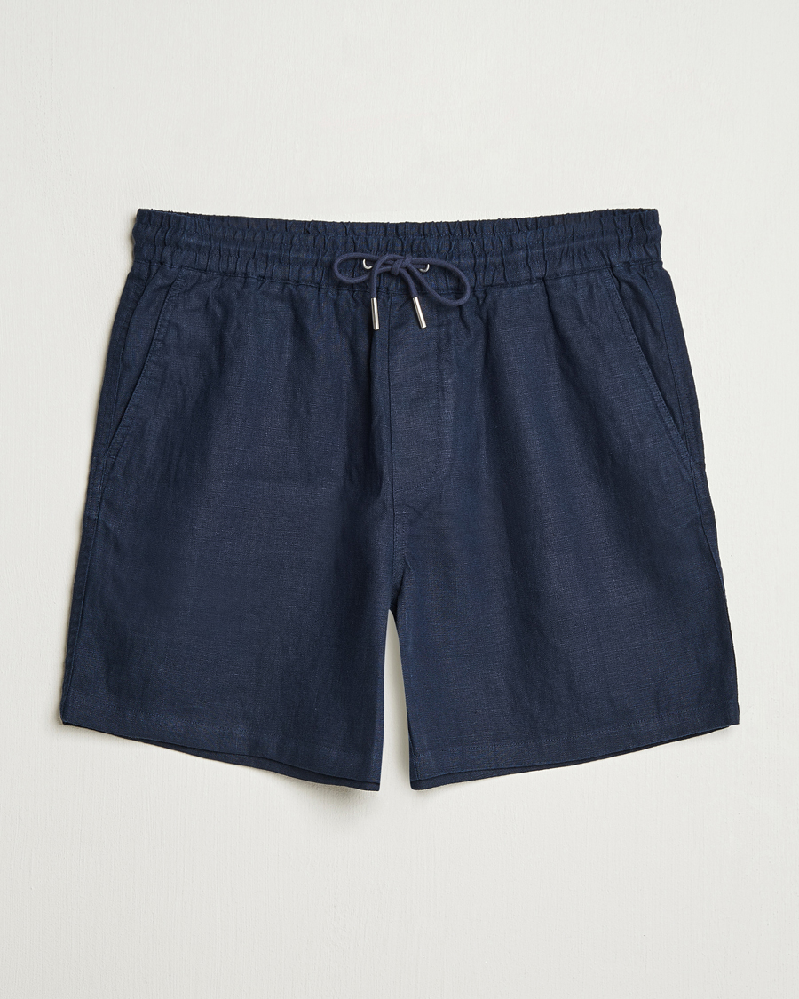 Herr | Shorts | NN07 | Gregor Linen Drawstring Shorts Navy Blue