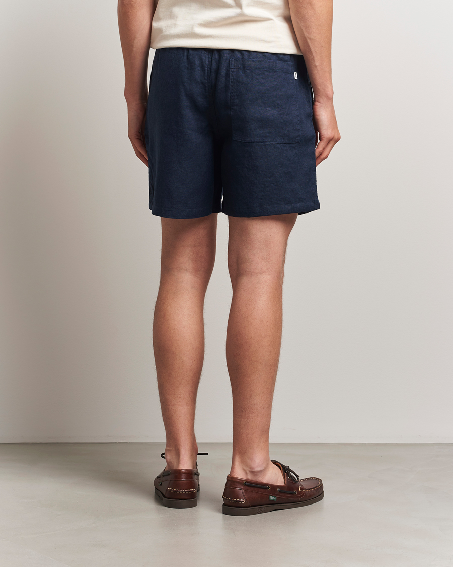 Herr | Shorts | NN07 | Gregor Linen Drawstring Shorts Navy Blue