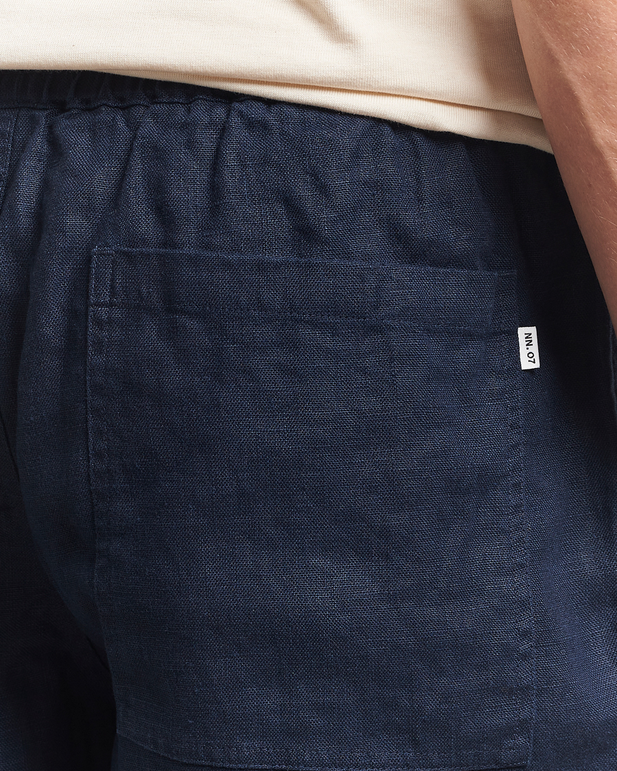 Herr | Shorts | NN07 | Gregor Linen Drawstring Shorts Navy Blue