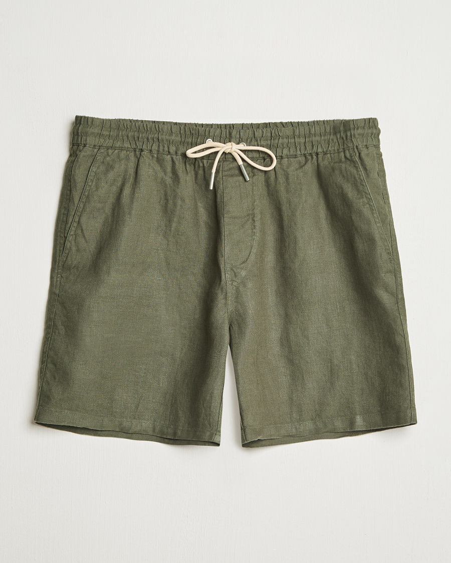 Herr | Shorts | NN07 | Gregor Linen Drawstring Shorts Croc Green