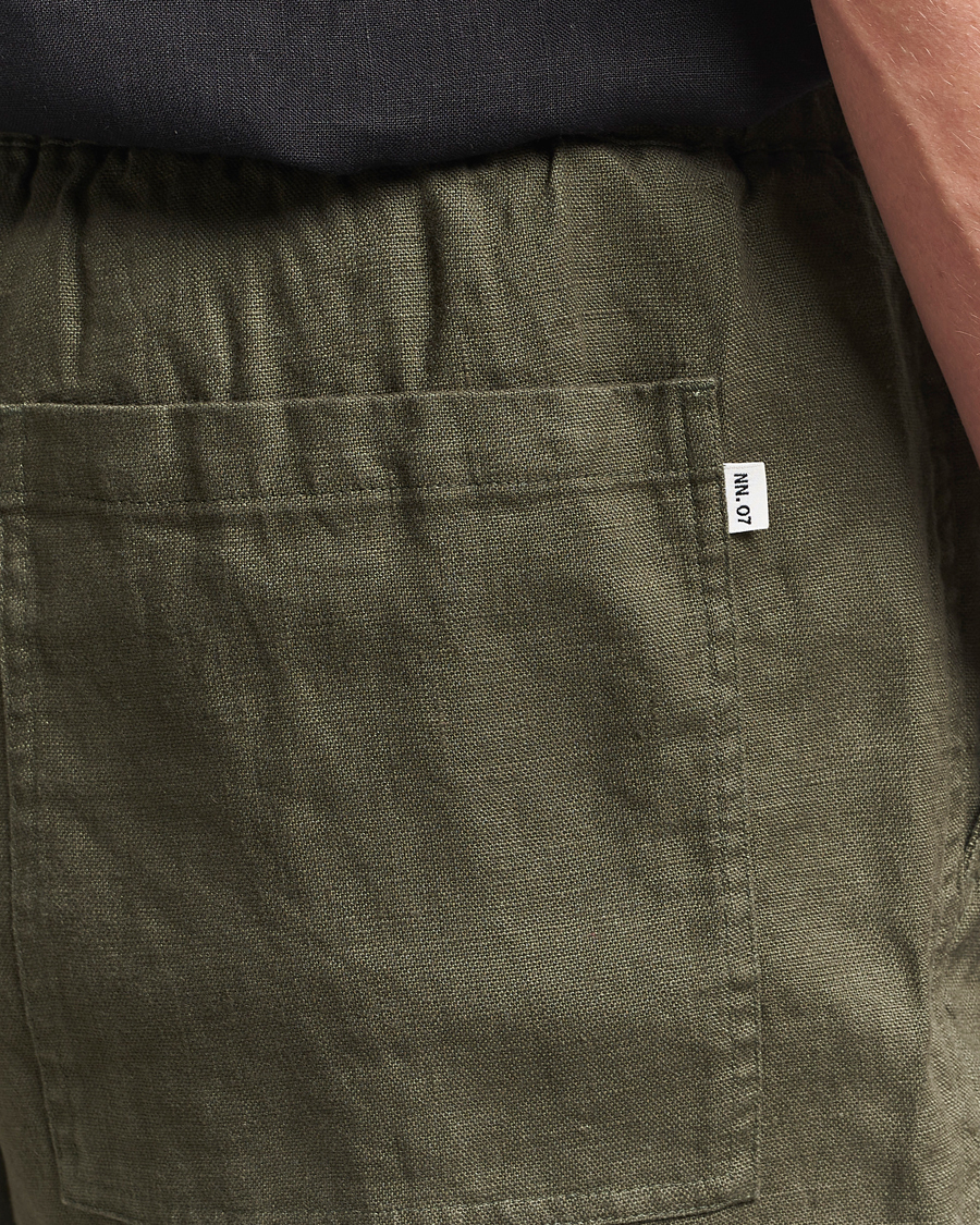 Herr | Shorts | NN07 | Gregor Linen Drawstring Shorts Croc Green